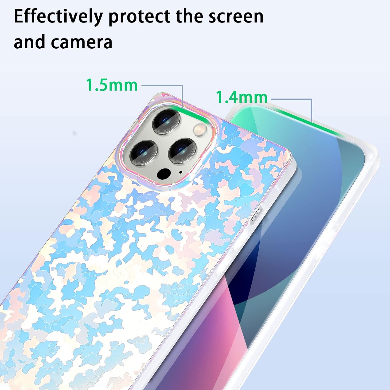 Square Phone Case for iPhone 13 Pro Max,Bling Glitter Colorful Slim Soft TPU Silicone Mobile Case for Women Girls Men Boys Cute Shockproof iPhone Protective Case 6.7 inch (Shell)