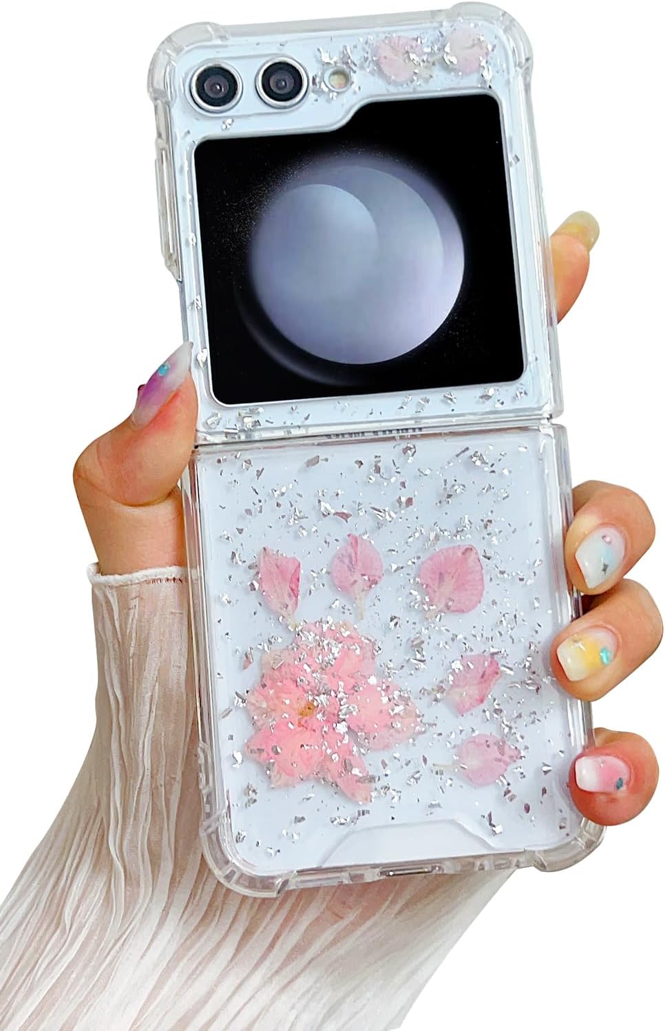 71289wPNRhL._AC_SL1500 Compatible with Galaxy Flip 6 Case Women Girls Flexible TPU Sequin Sparkle Glitter Shockproof Protective Phone Cover for Galaxy Z Flip 6 (Shell Colorful)