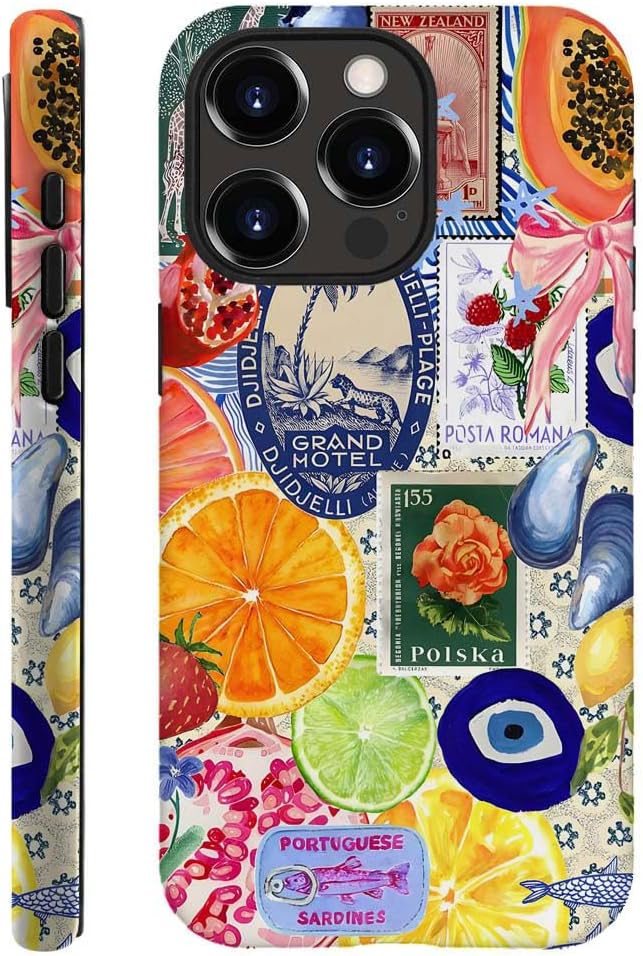 Compatible with for iPhone 14,Fruit Lemon European Summer Collage Phone Case for Girl Women Boy Men,Scratch Resistant Shockproof Cover Case for iPhone 14