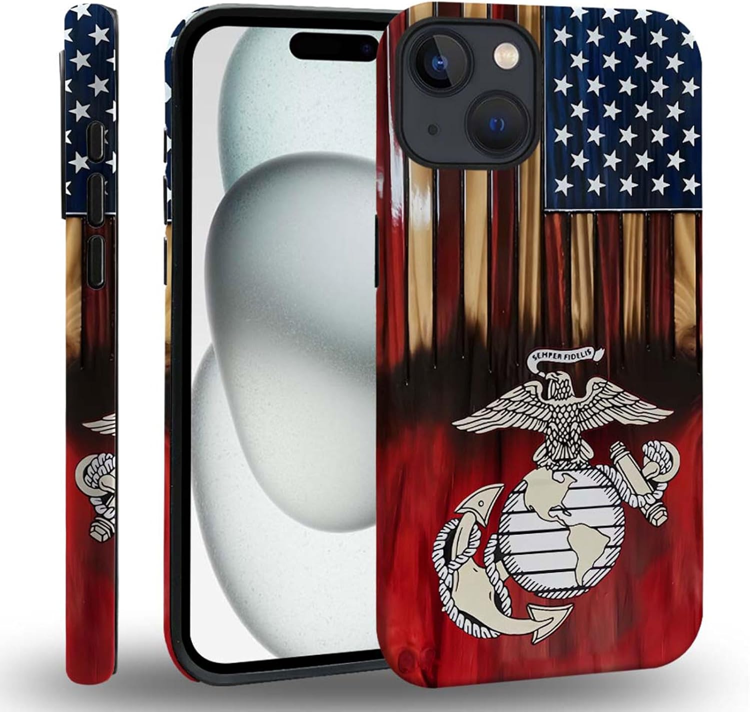 case Compatible with iPhone 13, Dark Blue Steed and Cactus Mix Two Layers of Protective Hard Shell Clear Design and dust-Proof. Suitable for iPhone 13
