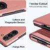 Mirror Case for Samsung Galaxy Z Fold 5 5G Case Clear View Makeup Leather Flip Cover, Galaxy Z Fold 5 5G Phone Case with Kickstand Shockproof Protective Case for Samsung Z Fold 5 5G Shell (Pink)