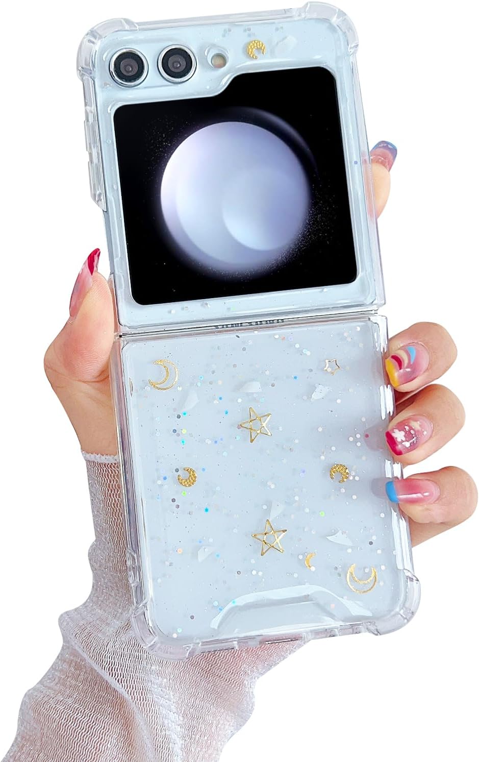 716_I_9QFKL._AC_SL1500 Compatible with Galaxy Flip 6 Case Women Girls Flexible TPU Sequin Sparkle Glitter Shockproof Protective Phone Cover for Galaxy Z Flip 6 (Shell Colorful)