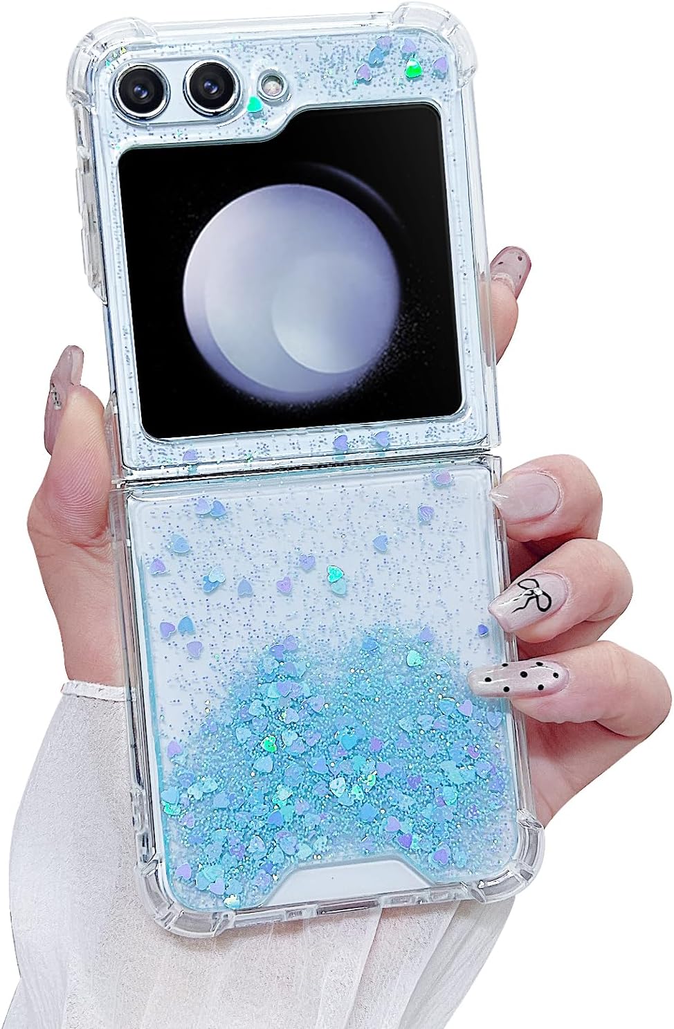 718h7qbPMuL._AC_SL1500 Compatible with Galaxy Flip 6 Case Women Girls Flexible TPU Sequin Sparkle Glitter Shockproof Protective Phone Cover for Galaxy Z Flip 6 (Shell Colorful)