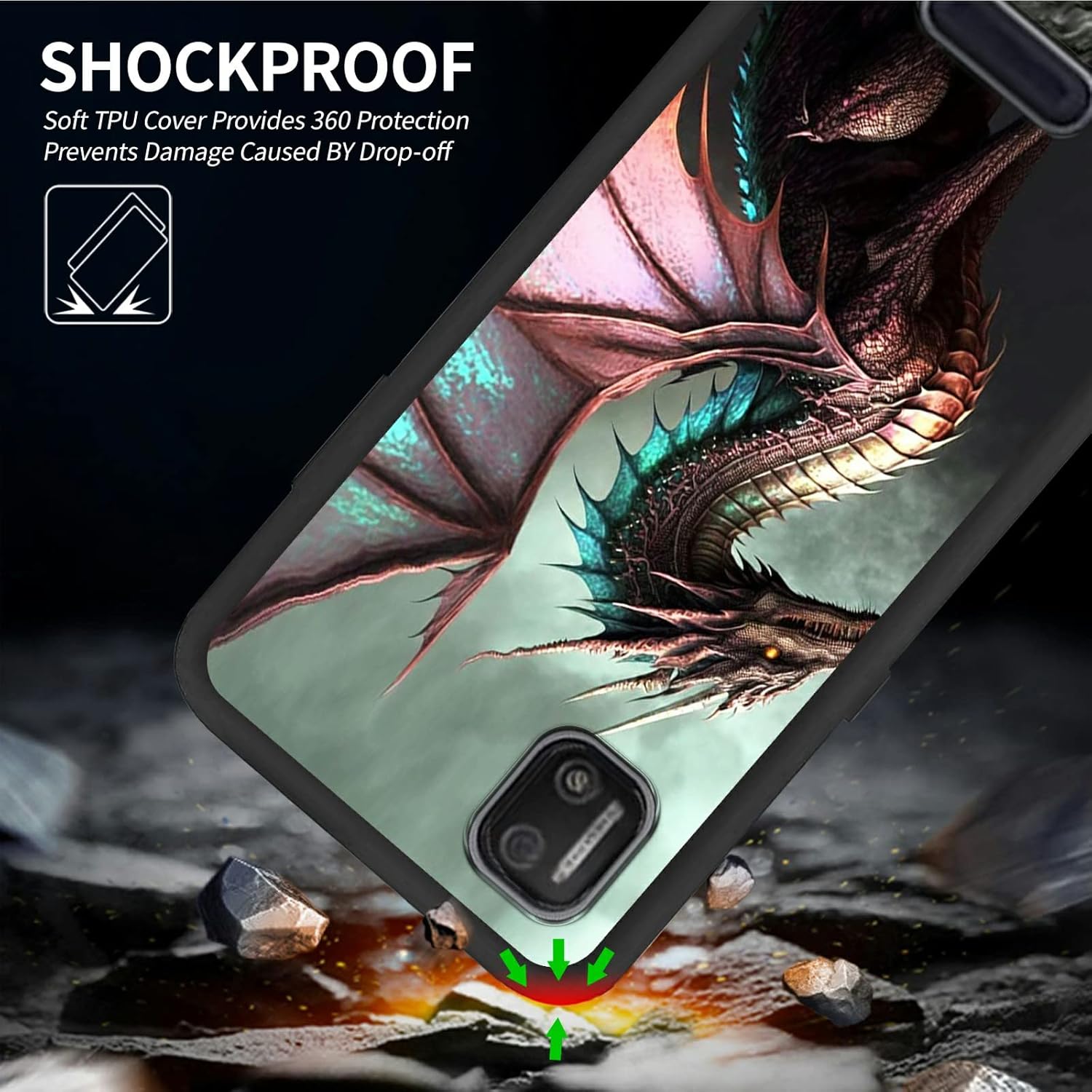 Case for Cloud Mobile Stratus C7,Soft Silicone TPU Rubber Shock-Absorption Full Body Back Shell Shockproof Protective Cover Case for Cloud Mobile Stratus C7,Dragon Cool