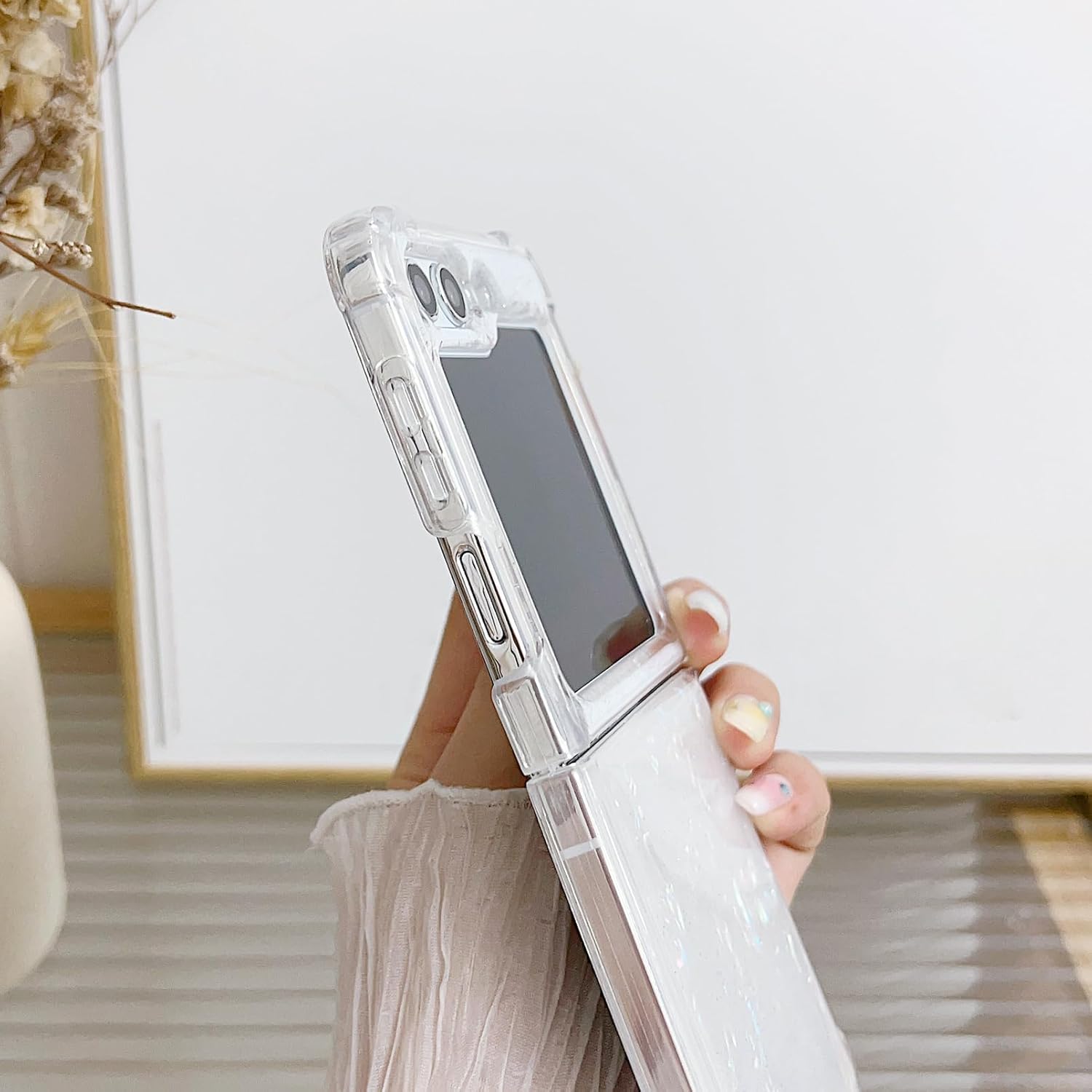 719PpvJHtGL._AC_SL1500 Compatible with Galaxy Flip 6 Case Women Girls Flexible TPU Sequin Sparkle Glitter Shockproof Protective Phone Cover for Galaxy Z Flip 6 (Shell Colorful)