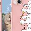 for iPhone 13 Case, Cute Kawaii Panda Pink Liquid Silicone Slim Fit Soft Gel Rubber Protective Phone Cover for Women Girls