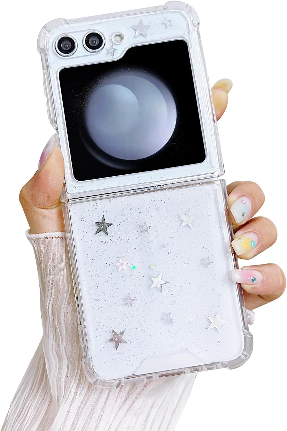 71Aa_Hh-aML._AC_SL1500 Compatible with Galaxy Flip 6 Case Women Girls Flexible TPU Sequin Sparkle Glitter Shockproof Protective Phone Cover for Galaxy Z Flip 6 (Shell Colorful)