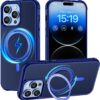Magnetic for iPhone 13 case/iPhone 14 Case 【Compatible with Magsafe】 with 360°Rotatable Invisible Ring Stand【Military Grade Shockproof】 Matte Back Soft Edge Phone Cover 6.1", Black