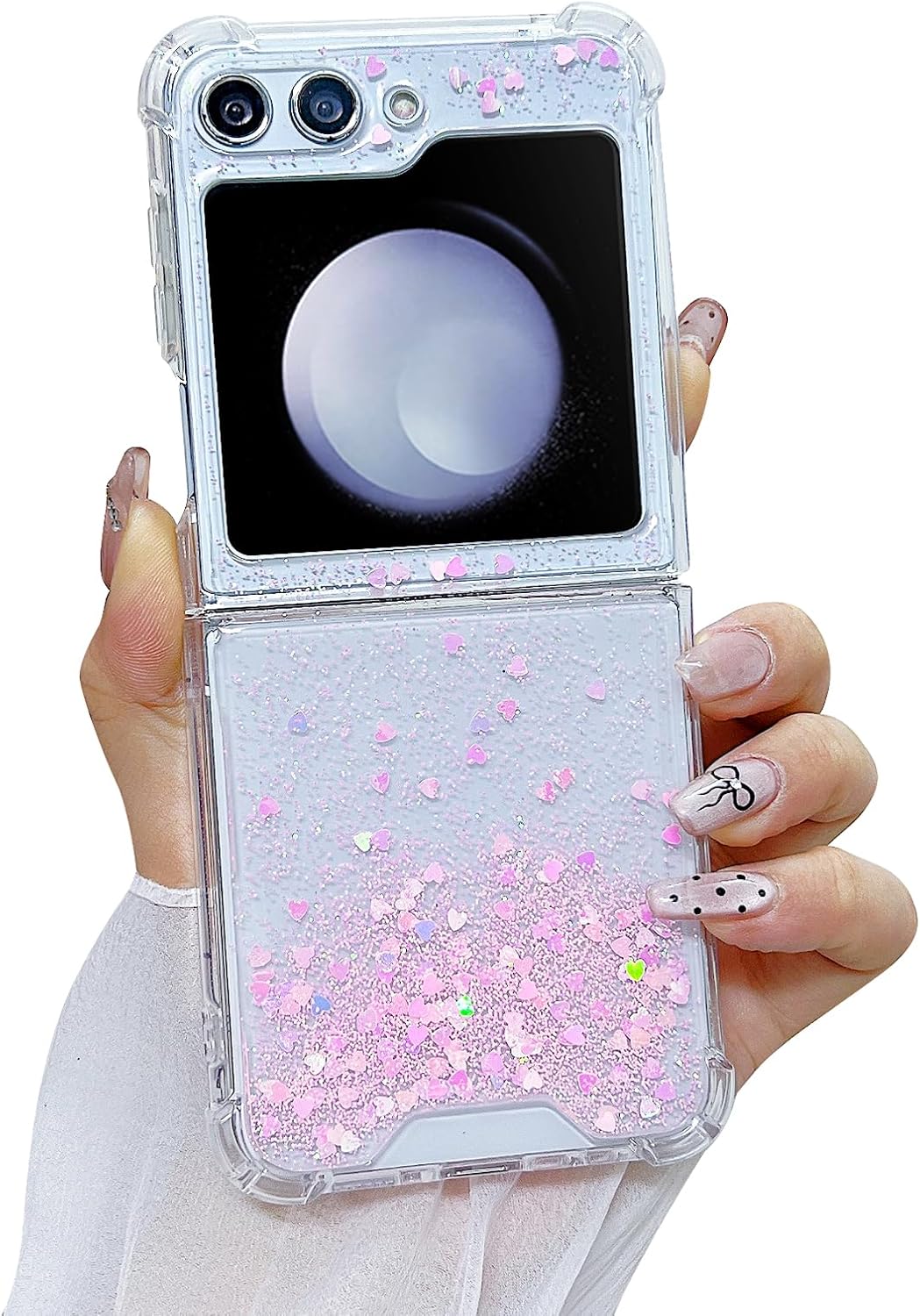 71BiXEOuPaL._AC_SL1500 Compatible with Galaxy Flip 6 Case Women Girls Flexible TPU Sequin Sparkle Glitter Shockproof Protective Phone Cover for Galaxy Z Flip 6 (Shell Colorful)