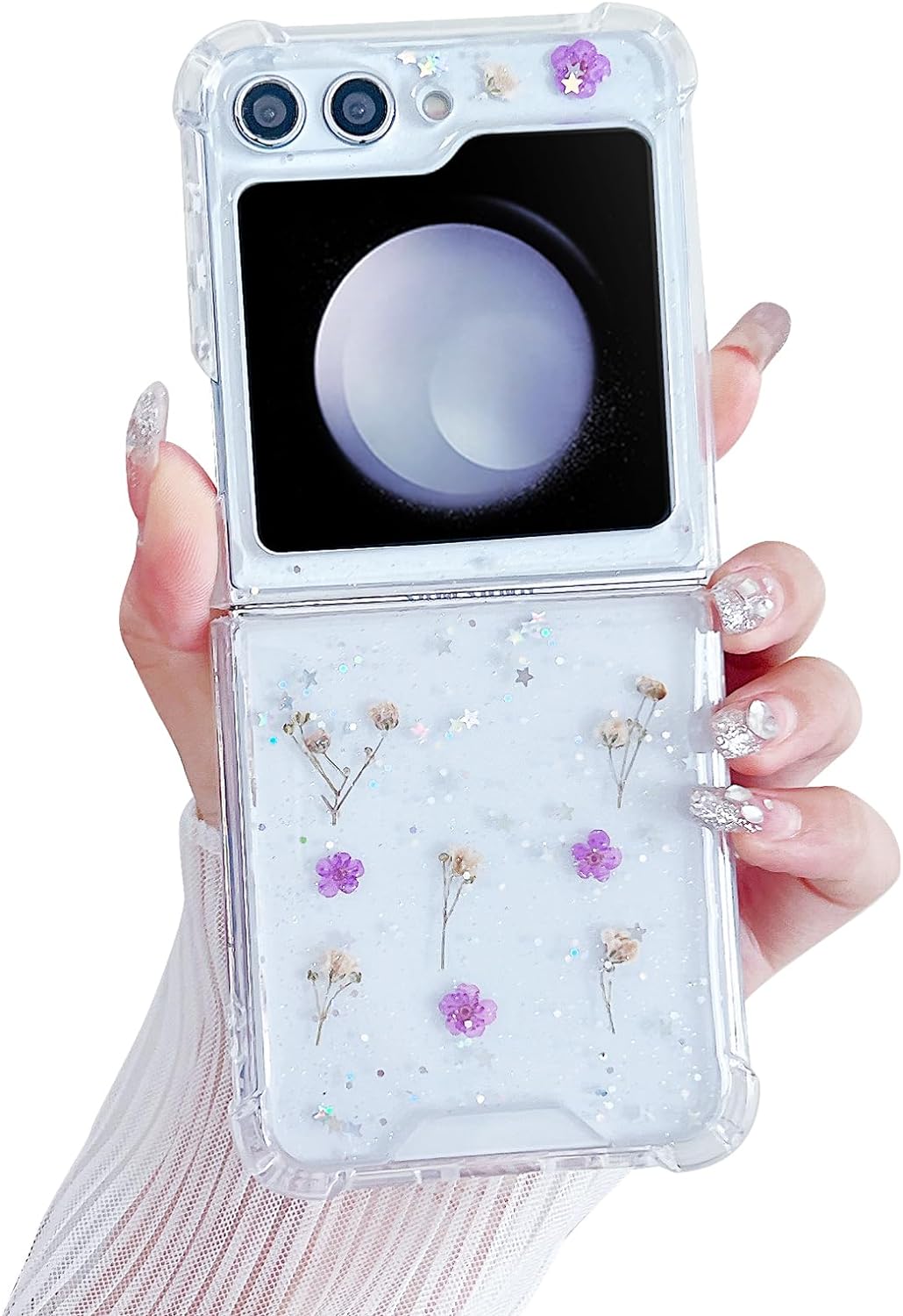 71CZffOYQzL._AC_SL1500 Compatible with Galaxy Flip 6 Case Women Girls Flexible TPU Sequin Sparkle Glitter Shockproof Protective Phone Cover for Galaxy Z Flip 6 (Shell Colorful)