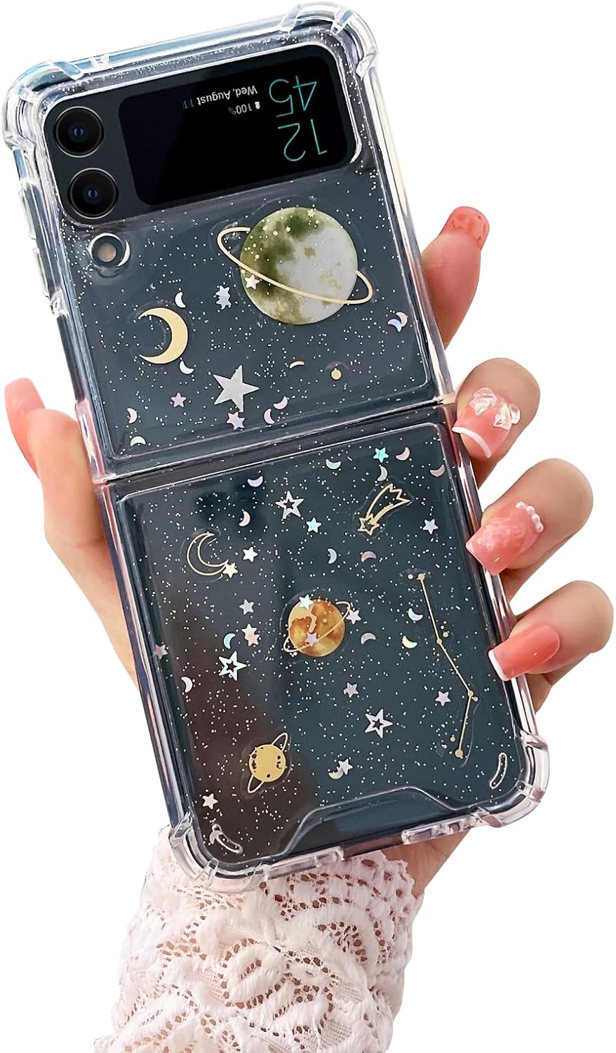 71ESD-vsgrL._AC_SL1500 Compatible with Galaxy Flip 6 Case Women Girls Flexible TPU Sequin Sparkle Glitter Shockproof Protective Phone Cover for Galaxy Z Flip 6 (Shell Colorful)