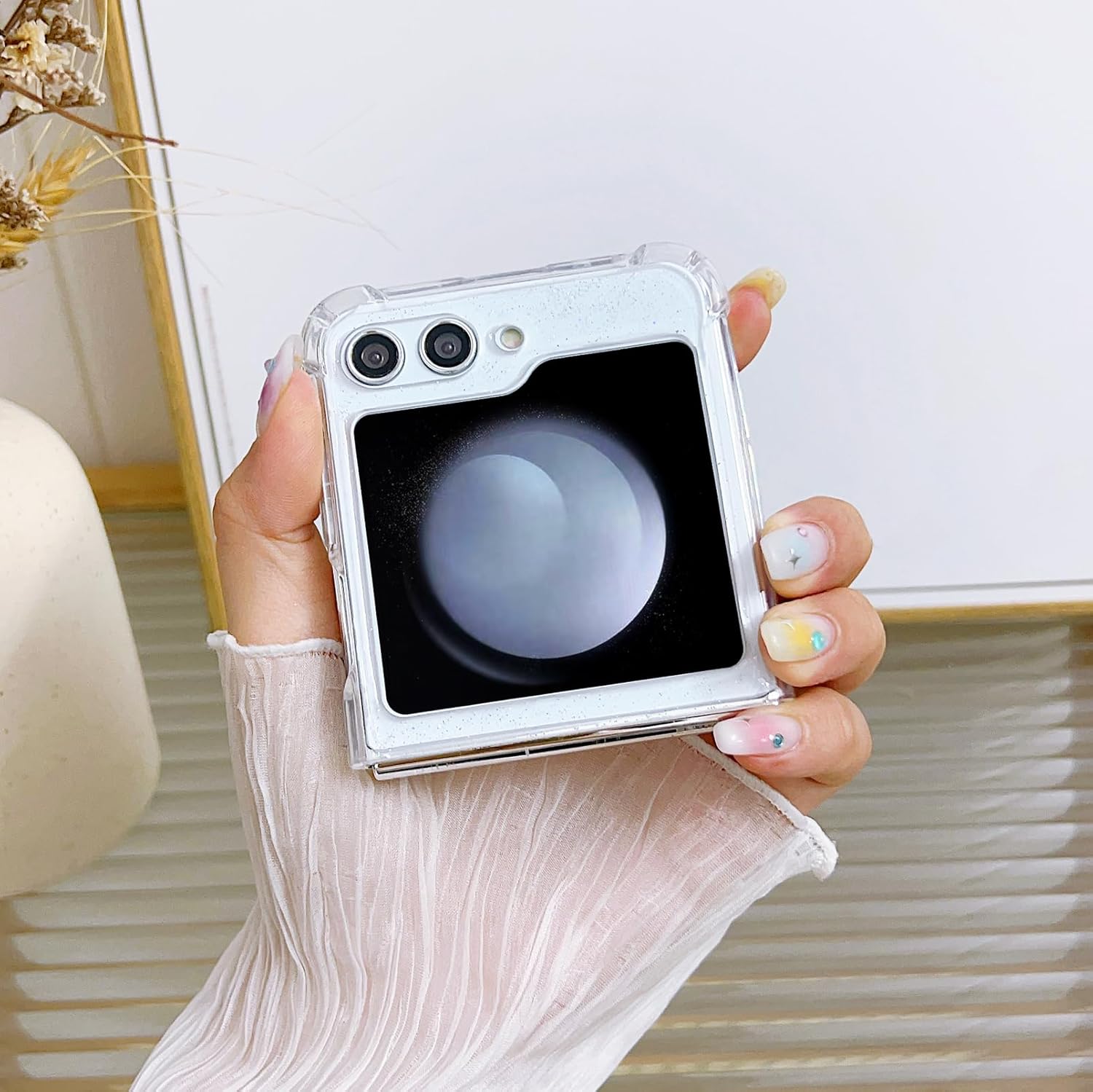 71FiKzETJZL._AC_SL1500 Compatible with Galaxy Flip 6 Case Women Girls Flexible TPU Sequin Sparkle Glitter Shockproof Protective Phone Cover for Galaxy Z Flip 6 (Shell Colorful)