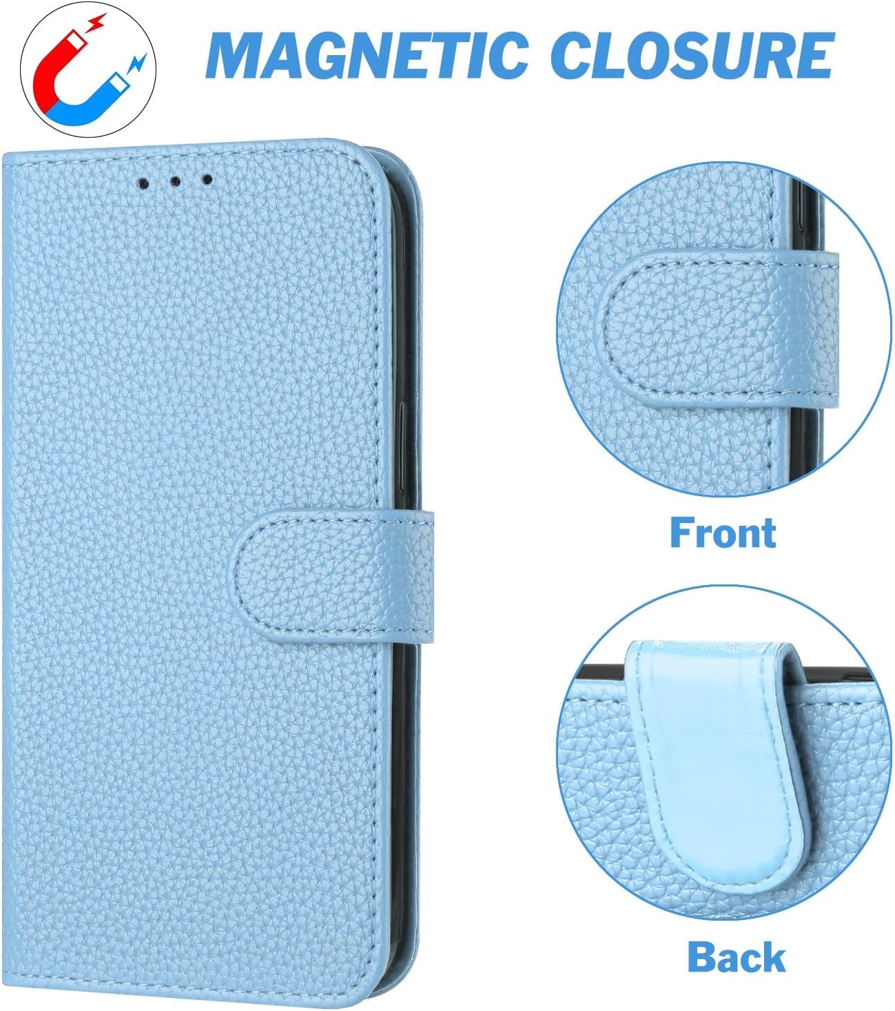 Cell Phone Case Wallet Wallet Case Compatible withP30 Pro Compatible with Women and Men,Flip Leather Cover with Card Holder, Shockproof TPU Inner Shell Phone Cover & Kickstand(Light Blue)