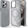 for iPhone15 Pro max Case Magnetic Translucent Matte Back Cover Military Grade Protection Shockproof Shell Full Body [Compatible with MagSafe]Slim Cell Phone Case - blue (Black, iPhone15 Pro Max)
