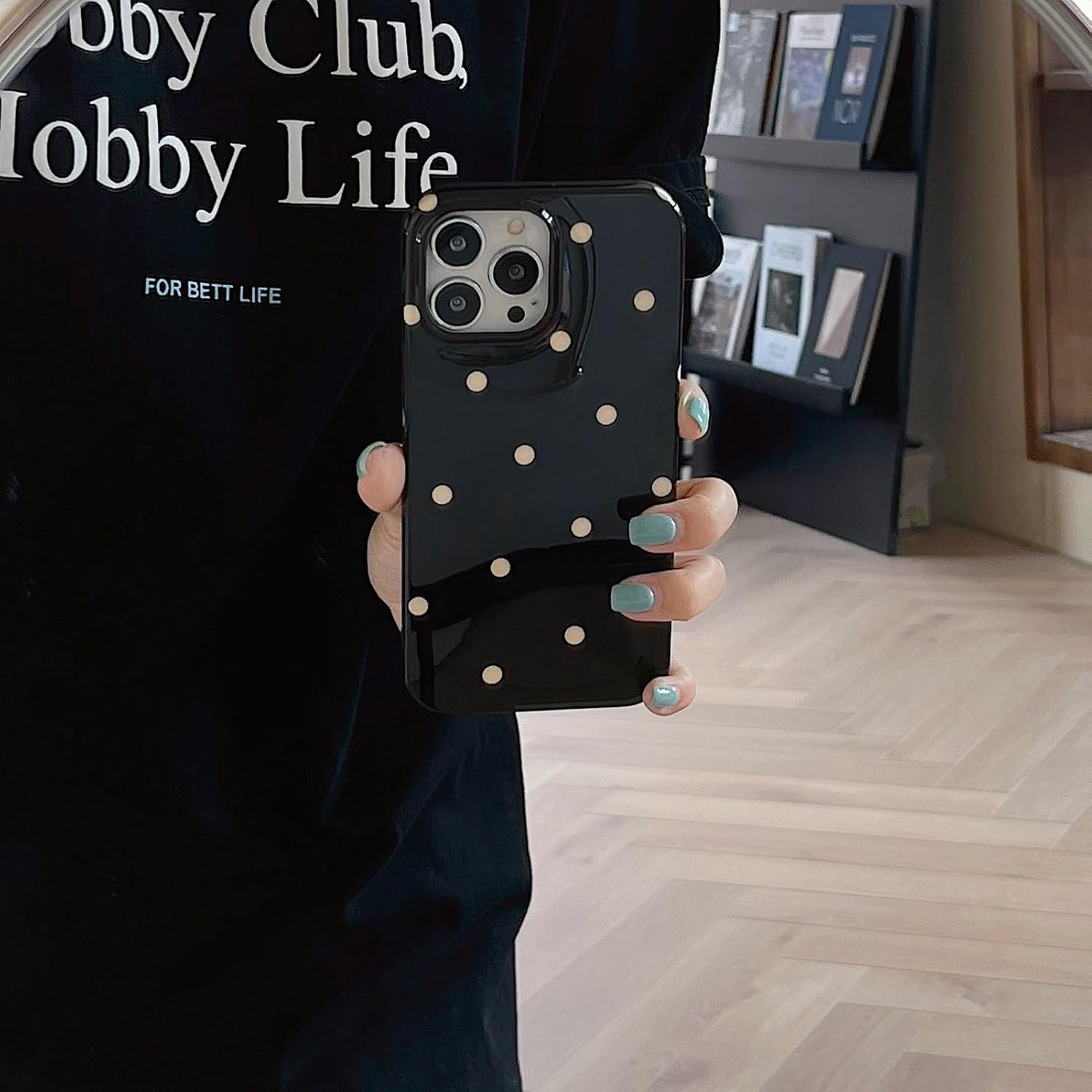Phone Case Compatible with iPhone 15 Pro Classic Trendy Stylish Pattern Slim Soft IMD Glossy Protective Girls Women Cover(iPhone 15pro 6.1inch,Black)
