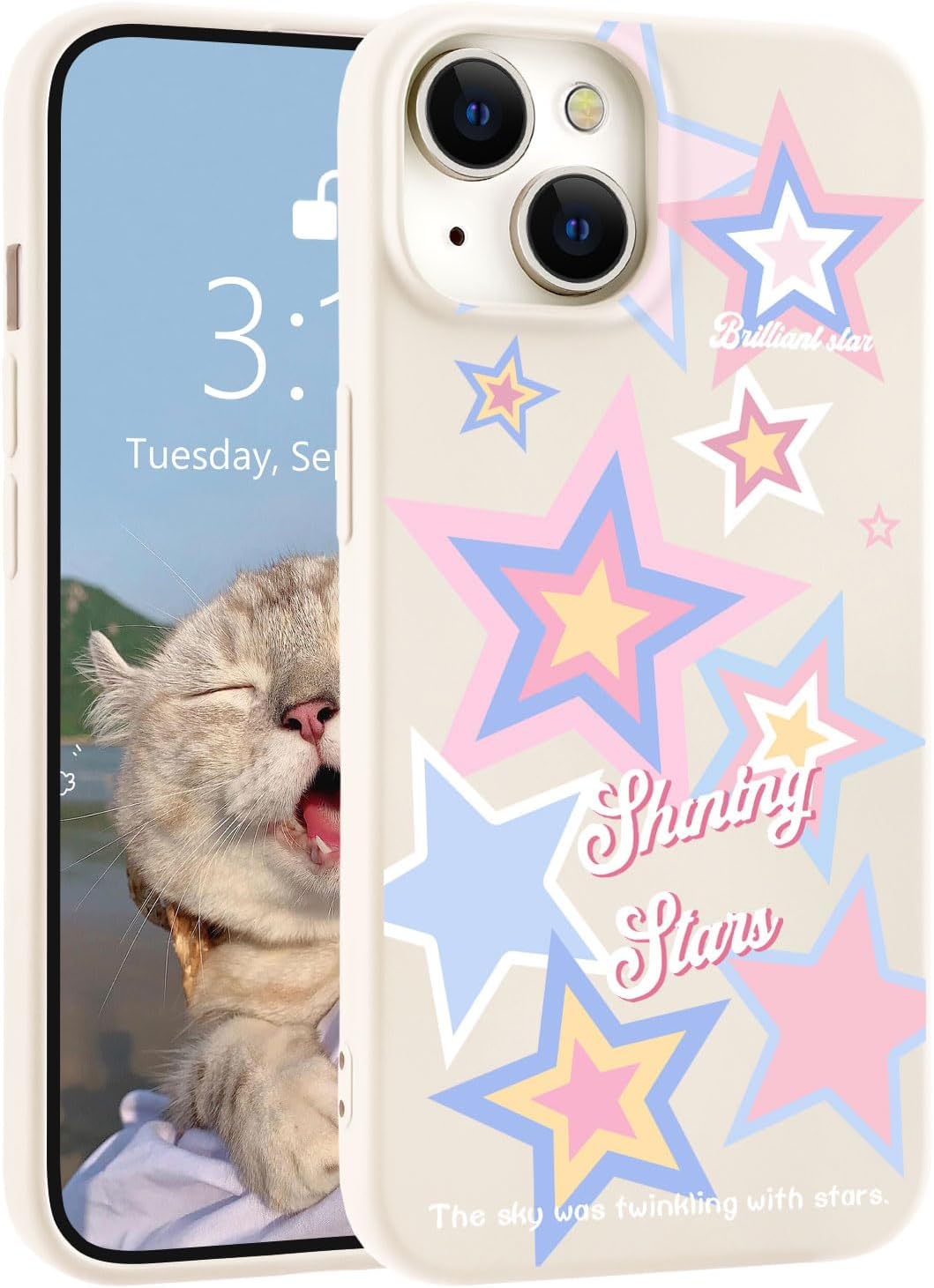 for iPhone 13 Case, Cute Kawaii Panda Pink Liquid Silicone Slim Fit Soft Gel Rubber Protective Phone Cover for Women Girls
