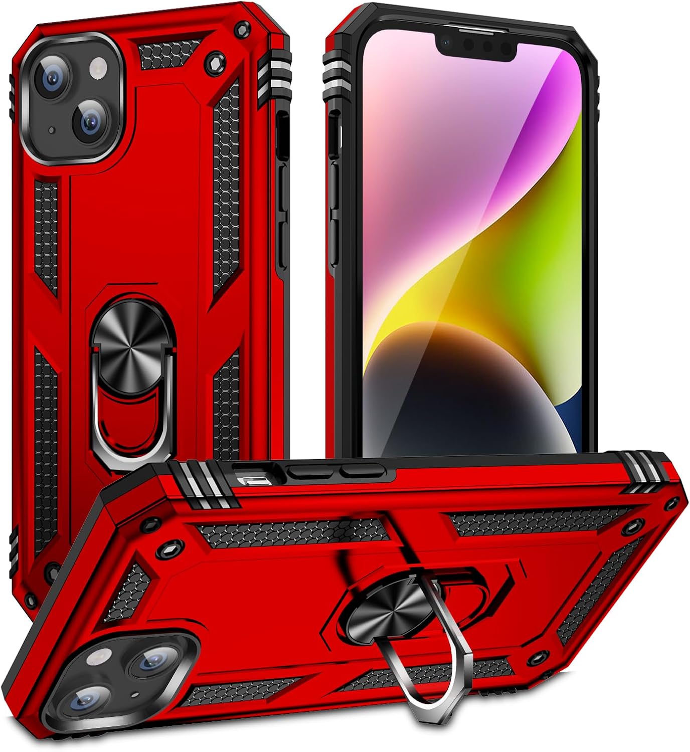 Innovatemee for iPhone 15 Case, Full Body Heavy Duty Rugged Shockproof Protective Phone Cover with Kickstand Military Grade Protection Shell for iPhone 15 Silver