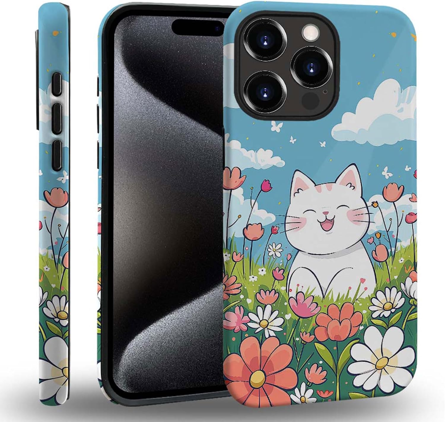 case Compatible with iPhone 13, Dark Blue Steed and Cactus Mix Two Layers of Protective Hard Shell Clear Design and dust-Proof. Suitable for iPhone 13