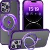 Magnetic for iPhone 13 case/iPhone 14 Case 【Compatible with Magsafe】 with 360°Rotatable Invisible Ring Stand【Military Grade Shockproof】 Matte Back Soft Edge Phone Cover 6.1", Black