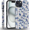 case Compatible with iPhone 13, Dark Blue Steed and Cactus Mix Two Layers of Protective Hard Shell Clear Design and dust-Proof. Suitable for iPhone 13