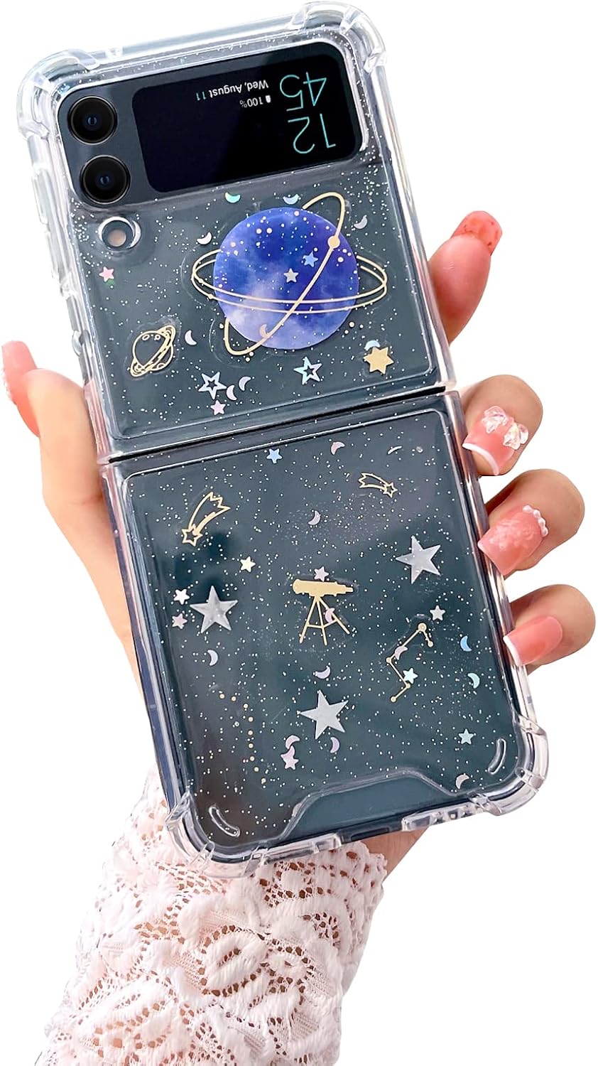 71W-OdNWEUL._AC_SL1500 Compatible with Galaxy Flip 6 Case Women Girls Flexible TPU Sequin Sparkle Glitter Shockproof Protective Phone Cover for Galaxy Z Flip 6 (Shell Colorful)