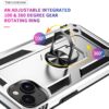 Innovatemee for iPhone 15 Case, Full Body Heavy Duty Rugged Shockproof Protective Phone Cover with Kickstand Military Grade Protection Shell for iPhone 15 Silver