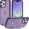 Magnetic Compatible with iPhone 14 Case with Stand [Military Grade Drop Tested][Compatible with Magnet] Ring Translucent Slim Hard Back Soft Edge, Rose Red