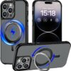 Magnetic for iPhone 13 case/iPhone 14 Case 【Compatible with Magsafe】 with 360°Rotatable Invisible Ring Stand【Military Grade Shockproof】 Matte Back Soft Edge Phone Cover 6.1", Black