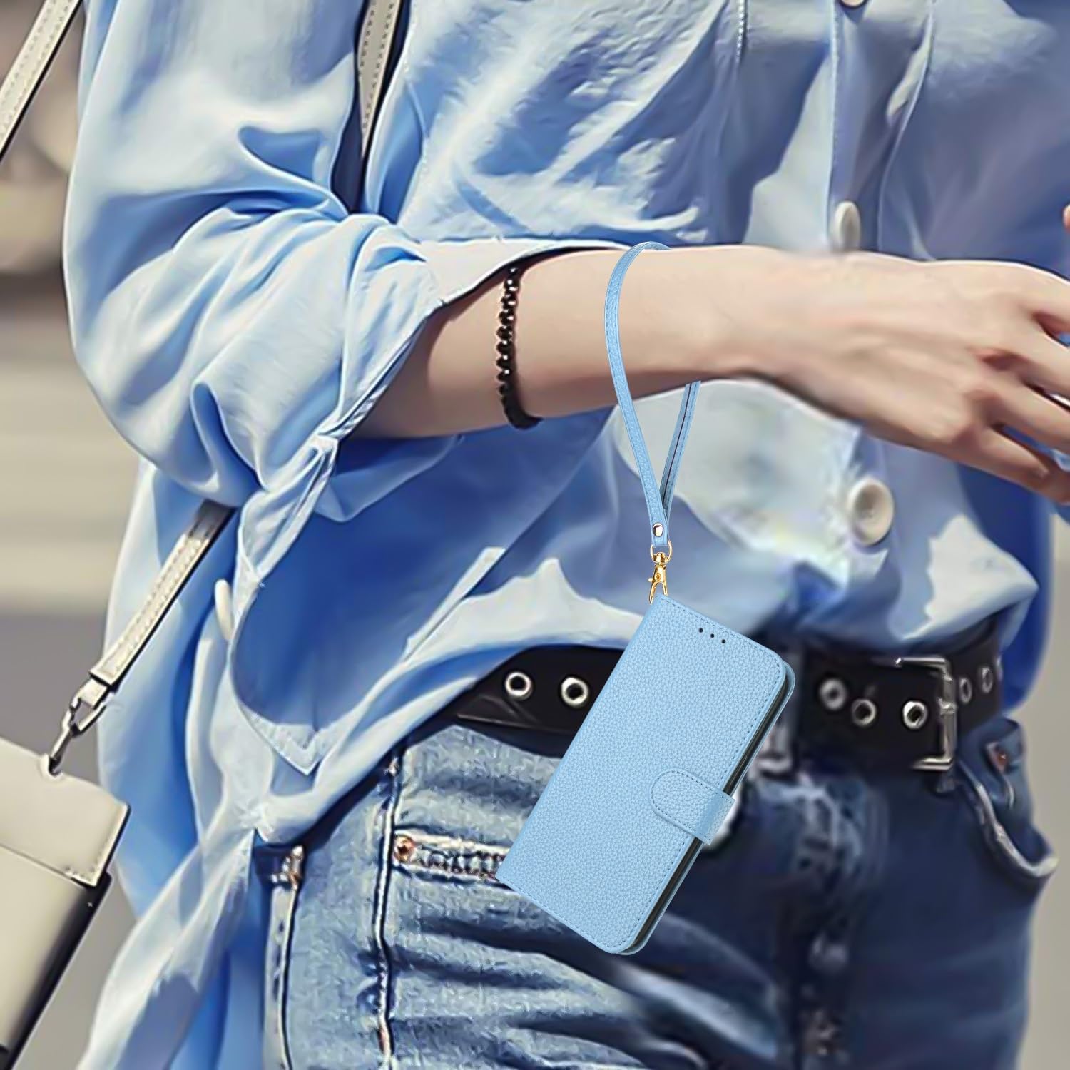 Cell Phone Case Wallet Wallet Case Compatible withP30 Pro Compatible with Women and Men,Flip Leather Cover with Card Holder, Shockproof TPU Inner Shell Phone Cover & Kickstand(Light Blue)