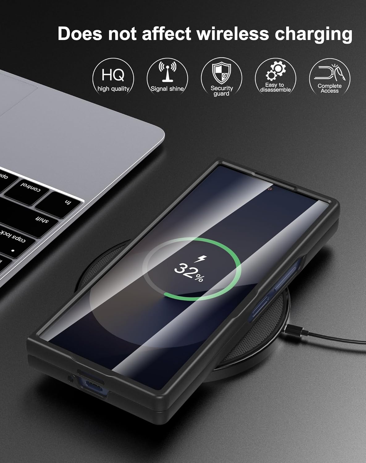 Foluu Case for Samsung Galaxy Z Fold 6, with Front Built-in Screen Protector, PU Leather + Hard PC Shell Ultra Thin Slim Durable Protective Phone Cover for Samsung Galaxy Z Fold6 5G 2024 (Black)