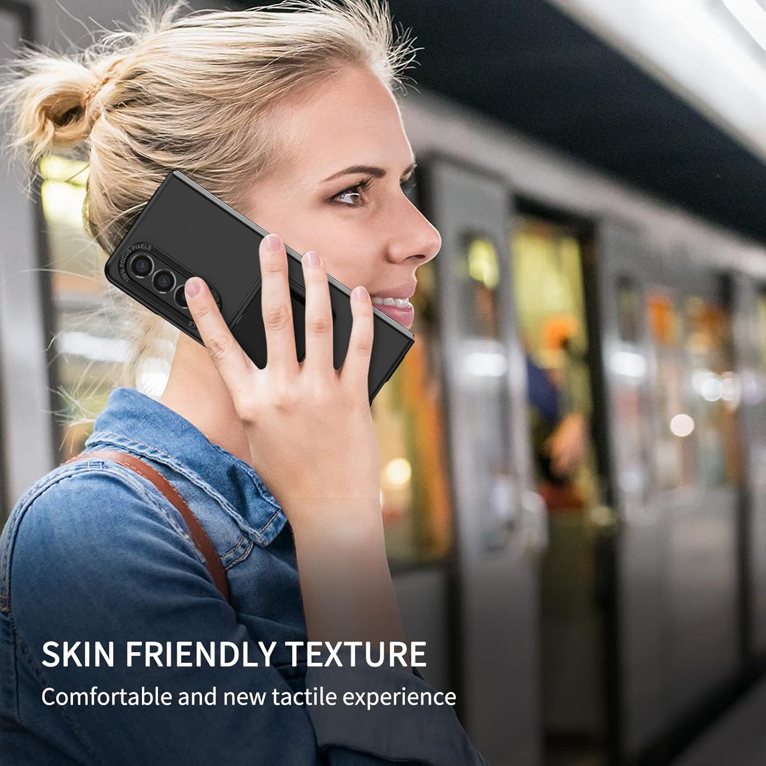 Case for Samsung Galaxy Z Fold 4, [Adjustable Bracket] Shockproof PC Shell with Lens Protection Cell Phone Cover, Black