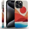 case Compatible with iPhone 13, Dark Blue Steed and Cactus Mix Two Layers of Protective Hard Shell Clear Design and dust-Proof. Suitable for iPhone 13