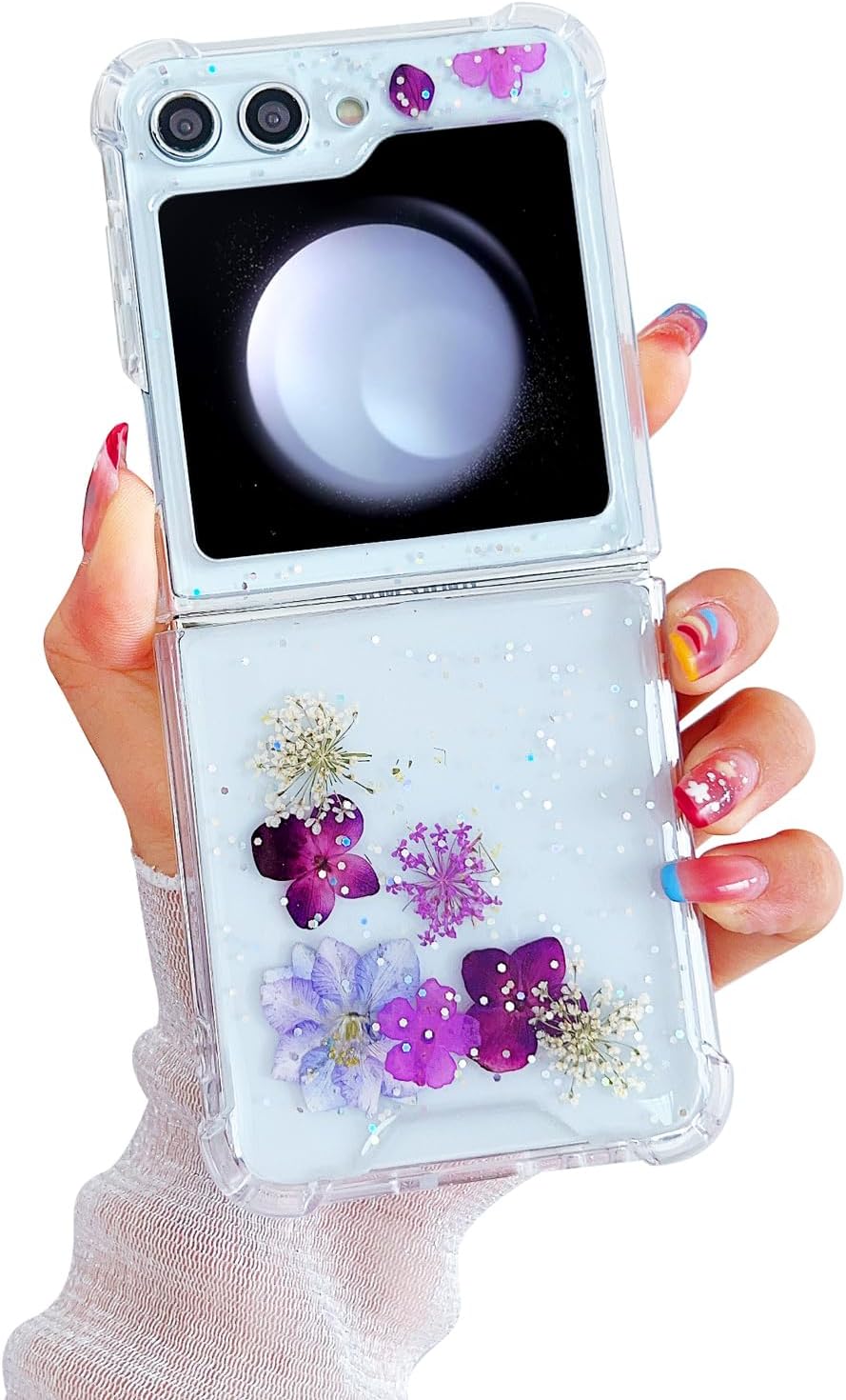 71cN0U7RjZL._AC_SL1500 Compatible with Galaxy Flip 6 Case Women Girls Flexible TPU Sequin Sparkle Glitter Shockproof Protective Phone Cover for Galaxy Z Flip 6 (Shell Colorful)