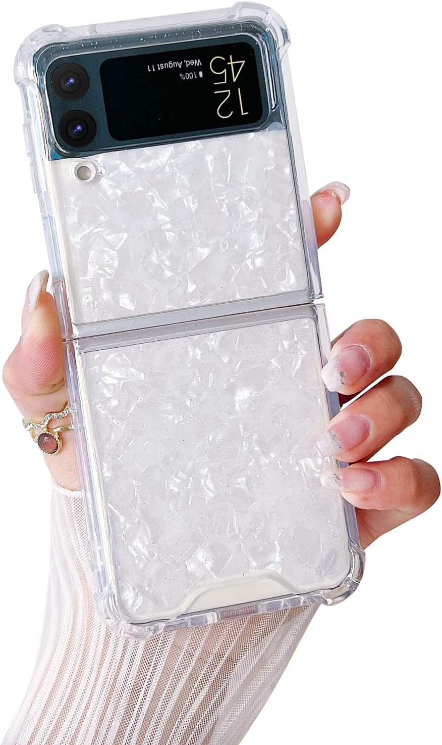 71cXWJeqCtL._AC_SL1500 Compatible with Galaxy Flip 6 Case Women Girls Flexible TPU Sequin Sparkle Glitter Shockproof Protective Phone Cover for Galaxy Z Flip 6 (Shell Colorful)