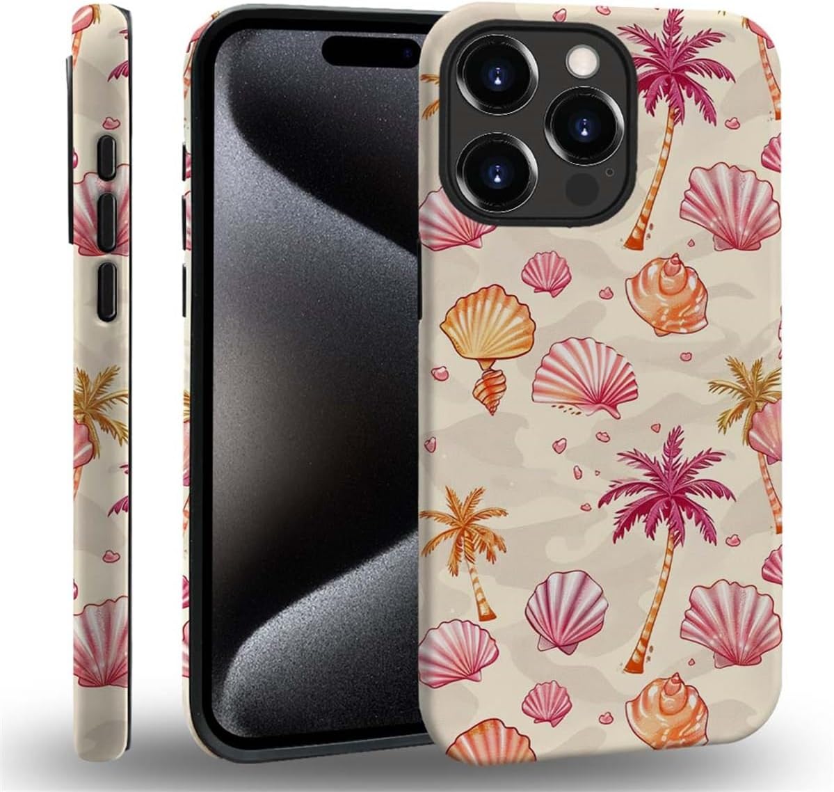 Case Compatible with iPhone 15 Pro Max Case,A Shell Shell by The Sea Full Pattern Plastic Soft TPU Case for iPhone 15 Pro Max Case,Double Protection Corner Case for iPhone 15 Pro Max 6.7-inch