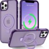 Magnetic Compatible with iPhone 14 Case with Stand [Military Grade Drop Tested][Compatible with Magnet] Ring Translucent Slim Hard Back Soft Edge, Rose Red
