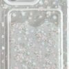 Cute Flowers Shell Pattern Wallet Card Slot Soft Phone Case Compatible with iPhone Case (Clear,iPhone 15 Plus)