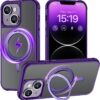 Magnetic for iPhone 13 case/iPhone 14 Case 【Compatible with Magsafe】 with 360°Rotatable Invisible Ring Stand【Military Grade Shockproof】 Matte Back Soft Edge Phone Cover 6.1", Black