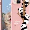 for iPhone 13 Case, Cute Kawaii Panda Pink Liquid Silicone Slim Fit Soft Gel Rubber Protective Phone Cover for Women Girls