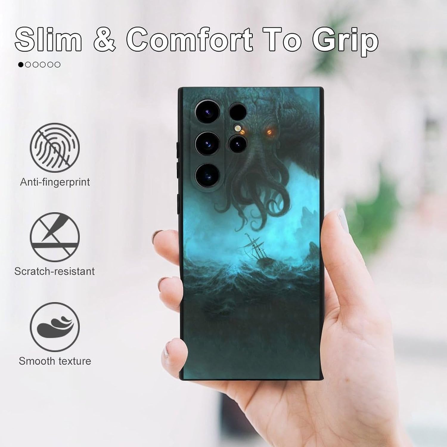 71kw1WiMMhL._AC_SL1500 Cthulhu in Deep Ocean Protective Phone Case Ultra Slim Case Shockproof Phone Cover Shell Compatible with Galaxy Samsung S23 S23 Plus S23 Ultra