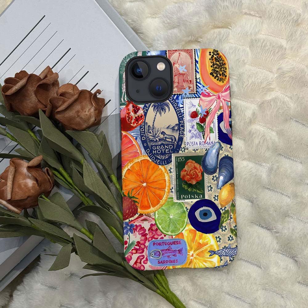 Compatible with for iPhone 14,Fruit Lemon European Summer Collage Phone Case for Girl Women Boy Men,Scratch Resistant Shockproof Cover Case for iPhone 14