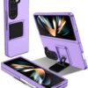 Case for Samsung Galaxy Z Fold 4, [Adjustable Bracket] Shockproof PC Shell with Lens Protection Cell Phone Cover, Black