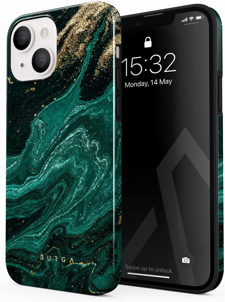 Phone Case Compatible with iPhone 14 Plus - Hybrid 2-Layer Hard Shell + Silicone Protective Case - Blue Hearts Love Kiss Amor - Scratch-Resistant Shockproof Cover
