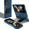 Case for Samsung Galaxy Z Fold 4, [Adjustable Bracket] Shockproof PC Shell with Lens Protection Cell Phone Cover, Black
