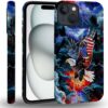 case Compatible with iPhone 13, Dark Blue Steed and Cactus Mix Two Layers of Protective Hard Shell Clear Design and dust-Proof. Suitable for iPhone 13