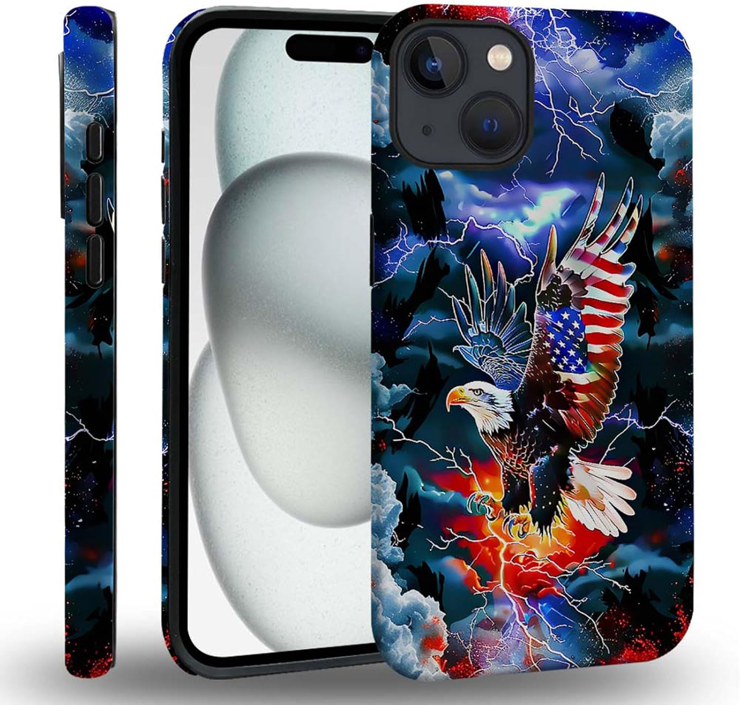 case Compatible with iPhone 13, Dark Blue Steed and Cactus Mix Two Layers of Protective Hard Shell Clear Design and dust-Proof. Suitable for iPhone 13