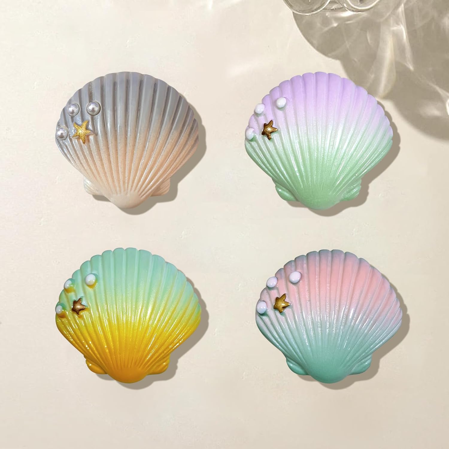 Cute Purple Green Shell Shape Collapsible Expandable Cellphone Stand Multi Functional Mobile Phone Grip & Kicktand