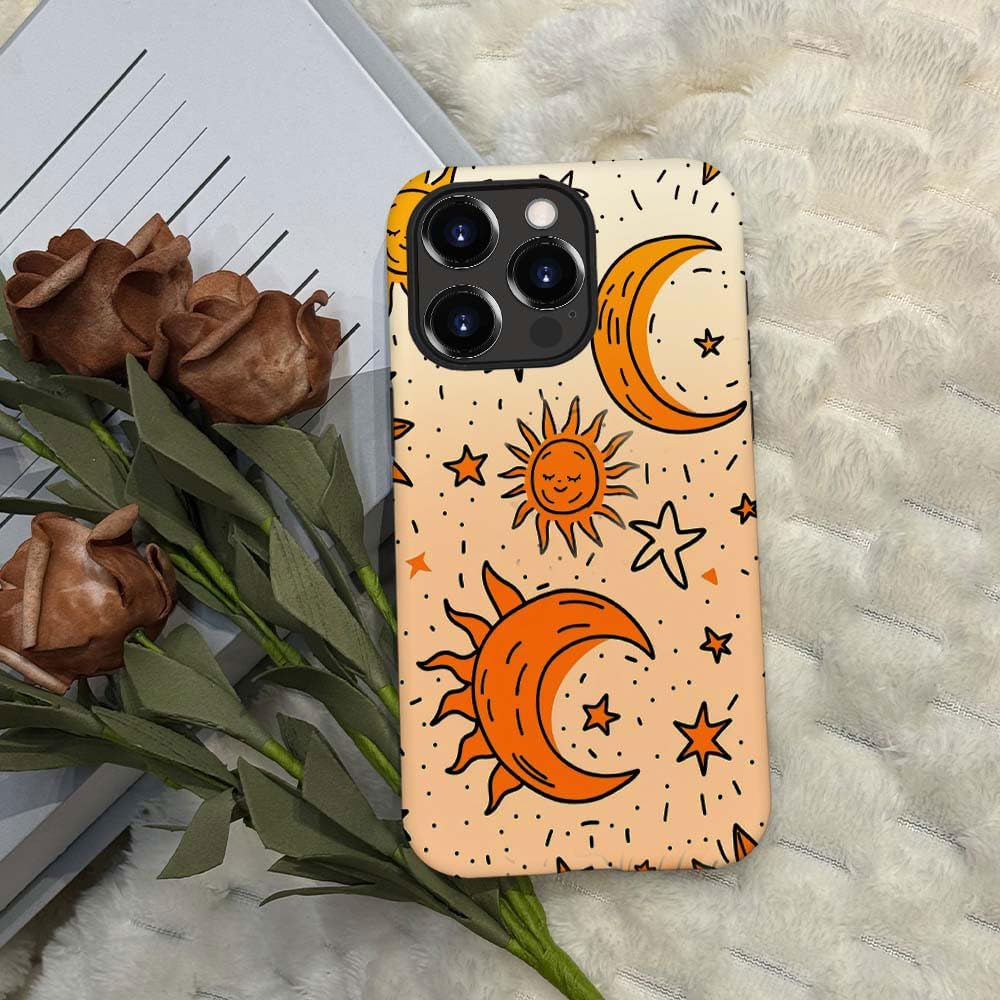 Innovatemee Case Compatible with iPhone 14 Pro Max,Vintage Sun and Star Artwork Phone Case for iPhone 14 Pro Max,Cases for Girls and Boys,Fall Prevention Hybrid 2-Layer Hard Shell Phone Case