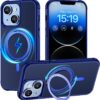 Magnetic for iPhone 13 case/iPhone 14 Case 【Compatible with Magsafe】 with 360°Rotatable Invisible Ring Stand【Military Grade Shockproof】 Matte Back Soft Edge Phone Cover 6.1", Black