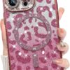 Innovatemee Compatible with iPhone 14 Case Plating Magnetic [Support for Magsafe] Bling Glitter Sparkly Back Diamond Camera Lens Cover Crystal Matte Luxury Case for Girls Women -Blue
